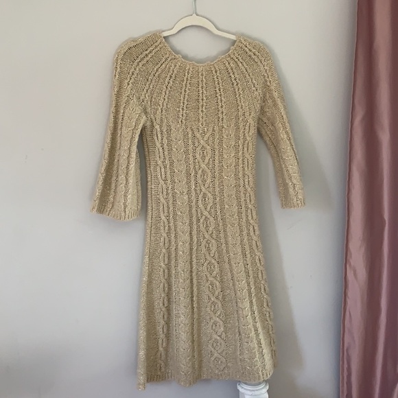 Anthropologie Kenji Ivory Cable-knit Sweater Dress - Picture 10 of 10